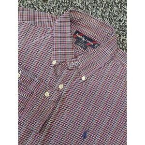 Ralph Lauren Blake Button Down Shirt Mens Large Red Blue‎ Plaid Long Sleeve